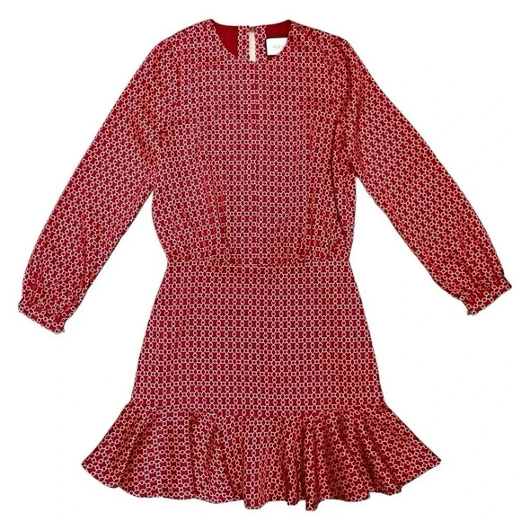 ALEXIS Coretti Mini Dress Blouson Top Flounce Hem Printed Preppy Coastal Size M - Picture 6 of 12